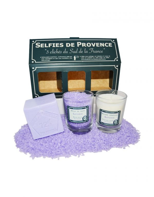 Selfies de Provence Bougie / Savon cube de Marseille / Sel de Bain parfum Lavande